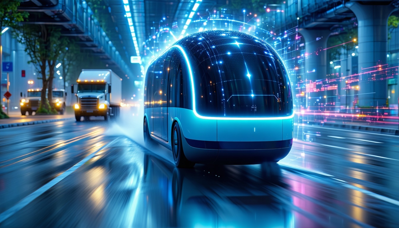 Create a dynamic 169 image for a blog post titled Autonomous Delivery Vehicles Revolutionizing Supply Chain Logistics in 2025 reflecting the trend reported on July 17 2025 at 0156 PM CDT Depict a sleek autonomous delivery pod hovering in a hightech d