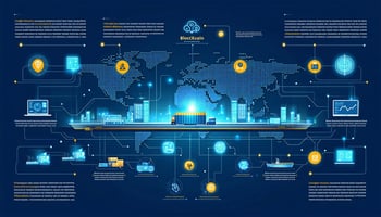 Infographic of Logistics Hub with Digital Transformation Technologies